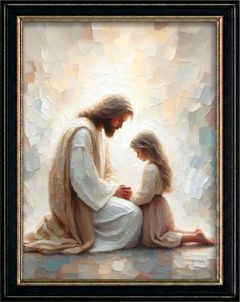 Jesus Praying With Little Girl - Canvas