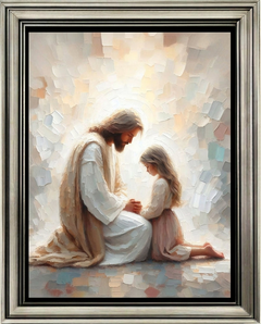 Jesus Praying With Little Girl - Canvas