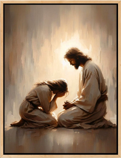 Girl Crying with Jesus - Canvas