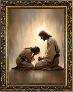 Girl Crying with Jesus - Canvas