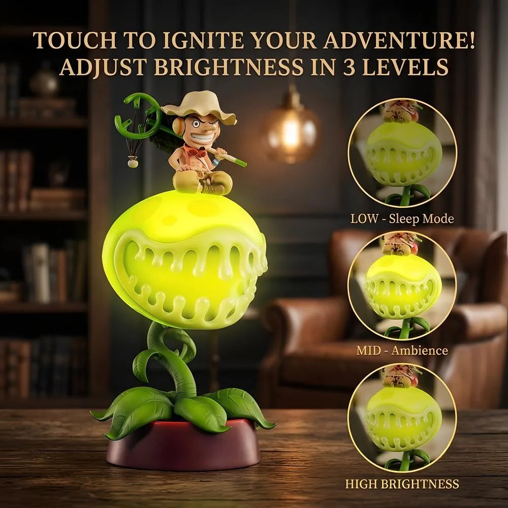 Touch-sensitive 3-level brightness control settings for Usopp Pop Green anime LED night light