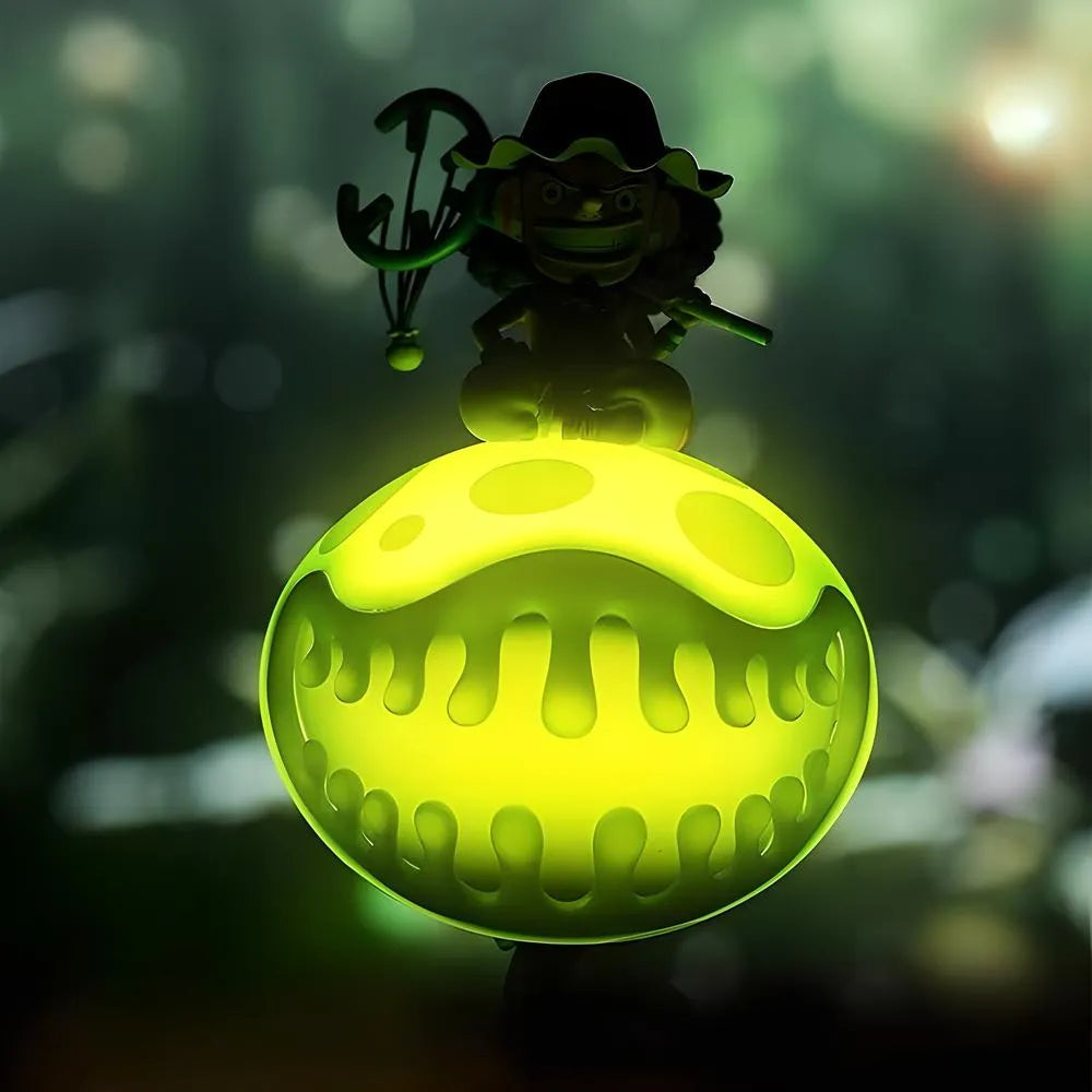 Dark room setup highlighting the vibrant green LED glow of Usopp Pop Green night light